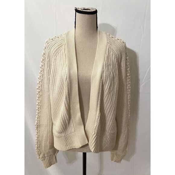Abercrombie & Fitch Sweaters - Abercrombie & Fitch Cardigan Sweater | Open Front Chunky Cable Knit Cream
